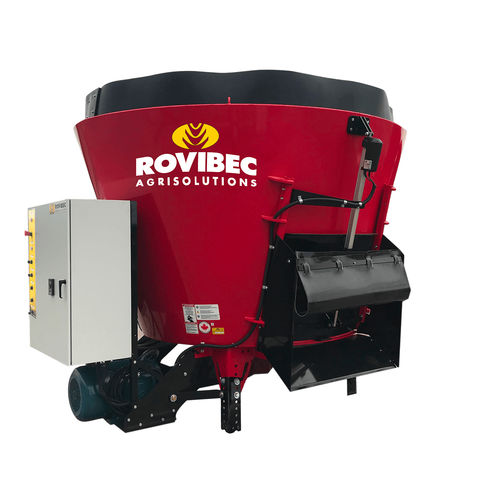 Vertical mixing wagon - M30S - Rovibec Agrisolusions - stationary / side discharge / single-auger