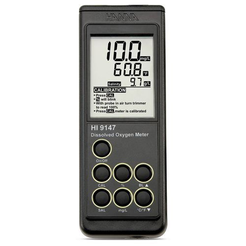 Dissolved oxygen analyzer meter - HI9147 - Hanna Instruments - temperature / salinity / portable