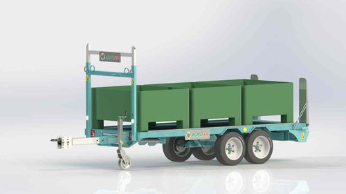 Flatbed trailer - PBC BINS - Agrofer SRL - 2-axle / agricultural / with hydraulic braking