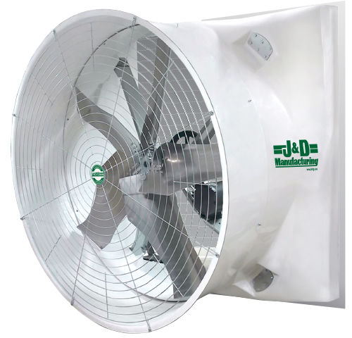 Farm building fan - Mega Storm II: WMA Series - J&D Manufacturing - extraction / wall-mounted / fiberglass