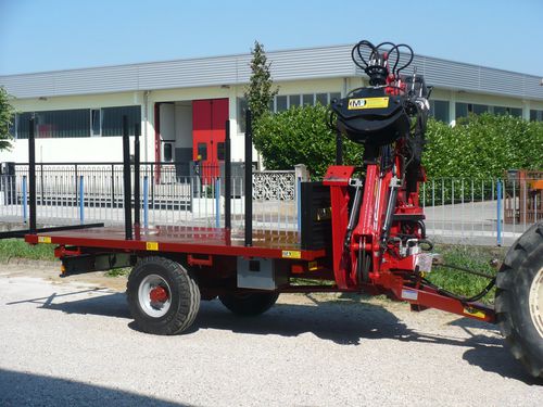 Flatbed trailer - RC Series - MP International Srl - single-axle / forestry / with crane