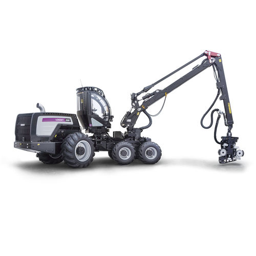 Rubber-tired forestry harvester - 5HP GT - Logset Oy - with crane