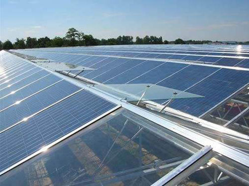 Even-span greenhouse - Sunmax Greenhouse Technology Co., Ltd. - glass / with solar panel