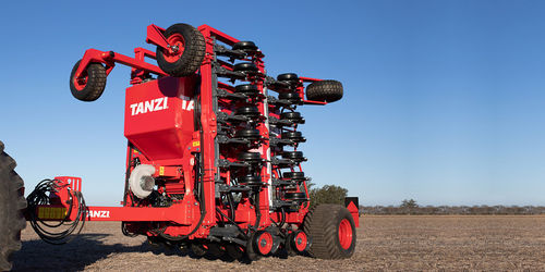 Hopper seed drill - TIGON  - tanzi - disc / towed / folding