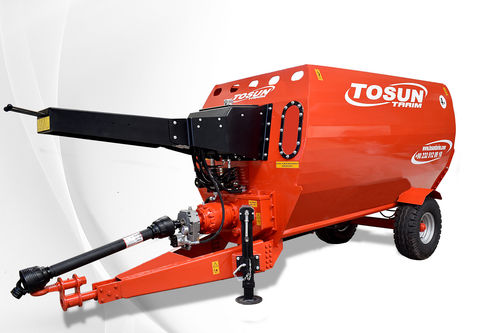 Horizontal feed mixer - TOSUN - towed / side discharge / 2-auger
