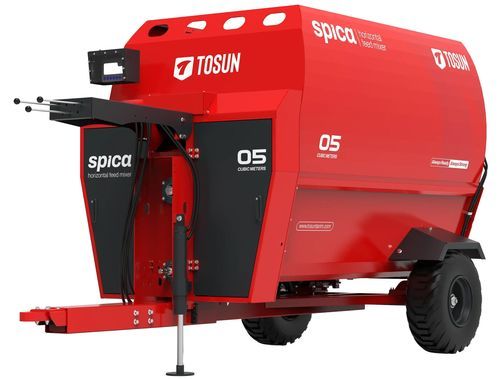 Horizontal mixing wagon - SPICA 05  - TOSUN - tractor-mounted / side discharge / 2-auger
