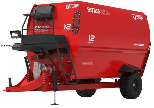 Horizontal mixing wagon - SIRIUS 12 - TOSUN - towed / side discharge / 2-auger