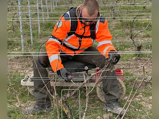 Pruner equipped with the INFACO F3020 electric pruning shear with Contactless safety option