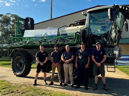 The TTMI and Househam team with the Househam Harrier sprayer.