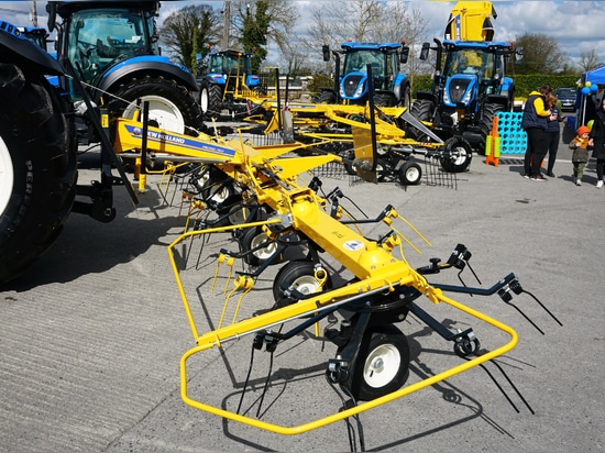 Going full line with New Holland has enabled the company to expand its product range. All the grassland equipment on display had already been sold