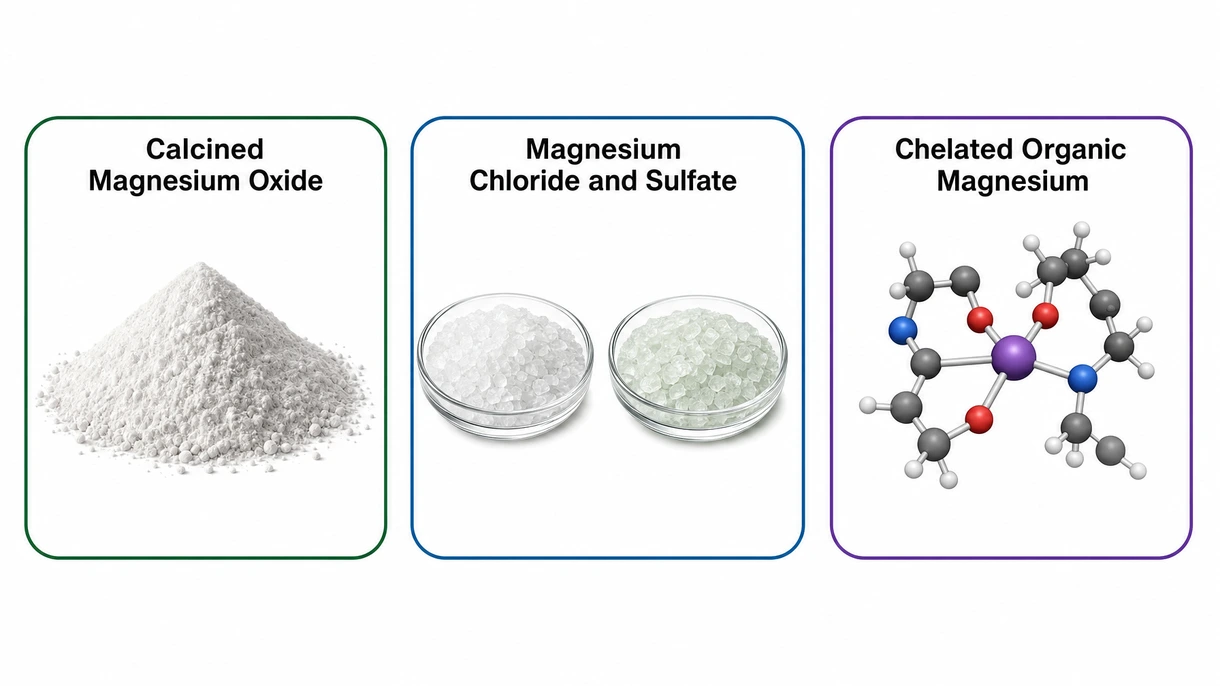 Primo piano macro di ossido di magnesio granulare ad alta purezza che mostra una dimensione uniforme delle particelle per una miscelazione ottimale nelle razioni alimentari del bestiame.