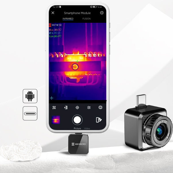 Telecamera Termica Per Smartphone Android - Sensore 32x32, Range -20&deg;C To 1000&deg;C, Con App Dedica