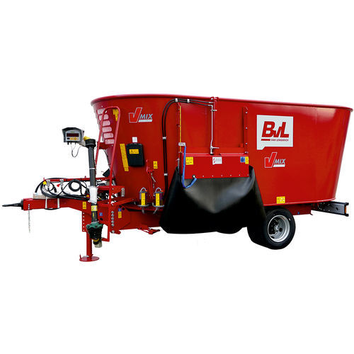 Miscelatore a vite verticale - V-MIX PLUS - Bernard van Lengerich Maschinenfabrik GmbH & Co. KG - trainato / con scarico laterale / a 2 coclee