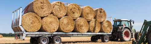 Rimorchio a pianale - DPW 1800 - Farmtech d.o.o. - a 3 assi / per balle / 14 tonnellate