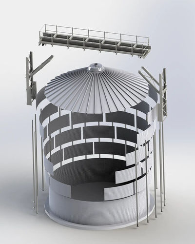 Silo per cereali - OS - Privé SA - in acciaio galvanizzato / rotondo / a fondo piatto