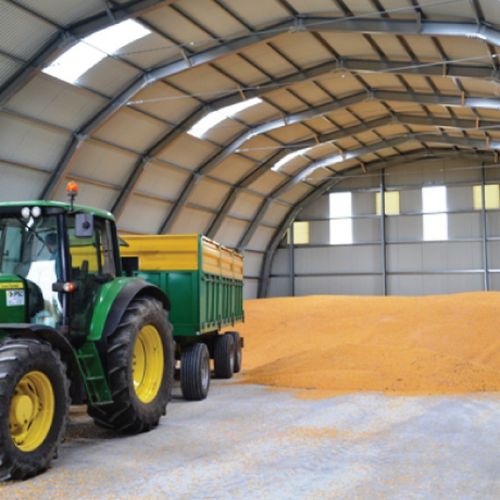 Capannone per stoccaggio per semi e cereali - Frisomat - modulare / galvanizzato / temporaneo