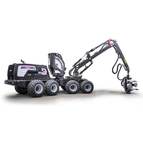 Abbattitrice forestale gommata - 8H GTE HYBRID - Logset Oy - con gru / ibrida