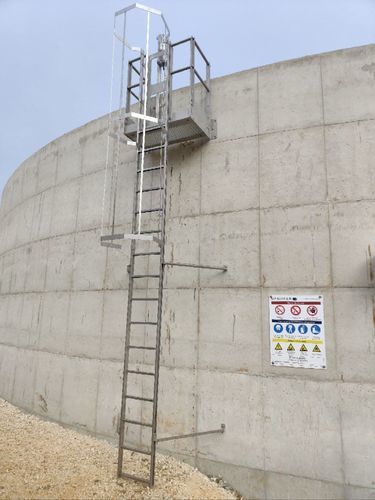 Passerella con scala alla marinara con gabbia - NENUFAR SAS - per silo / per vasca del digestato / per vasca dei liquami
