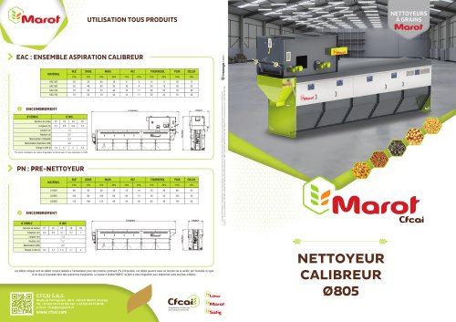 2 volets nettoyeur calibreur 805 fr (nouveau mod&egrave;le)