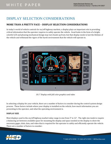 DISPLAY SELECTION CONSIDERATIONS