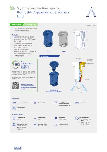 Symmetrische Air-lnjektor Kompakt-Doppelflachstrahldüsen IDKT