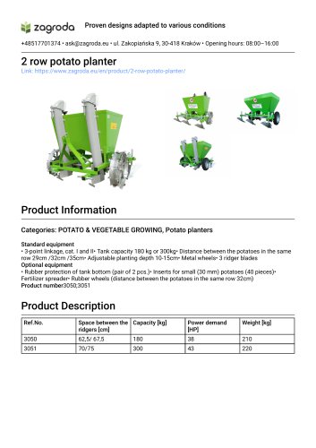 2 row potato planter