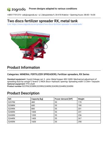 3-point hitch fertilizer spreader 5237RX