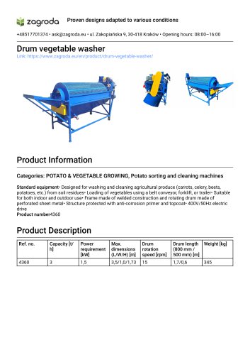 Drum vegetable washer