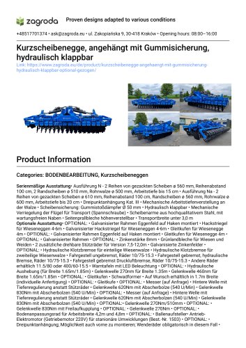 Kurzscheibenegge, angeh&auml;ngt mit Gummisicherung, hydraulisch klappbar