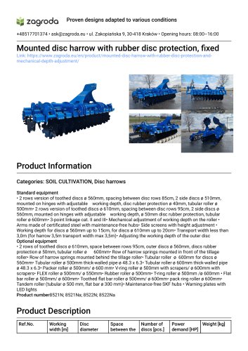 Mounted disc harrow 8521N