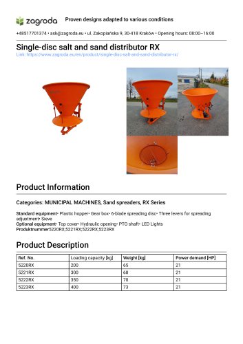 Single-disc salt and sand distributor RX