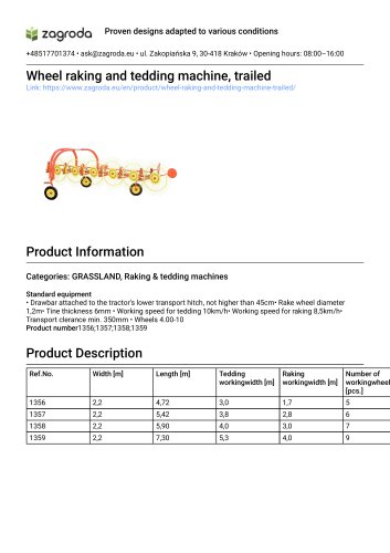 Wheel rake 135 series