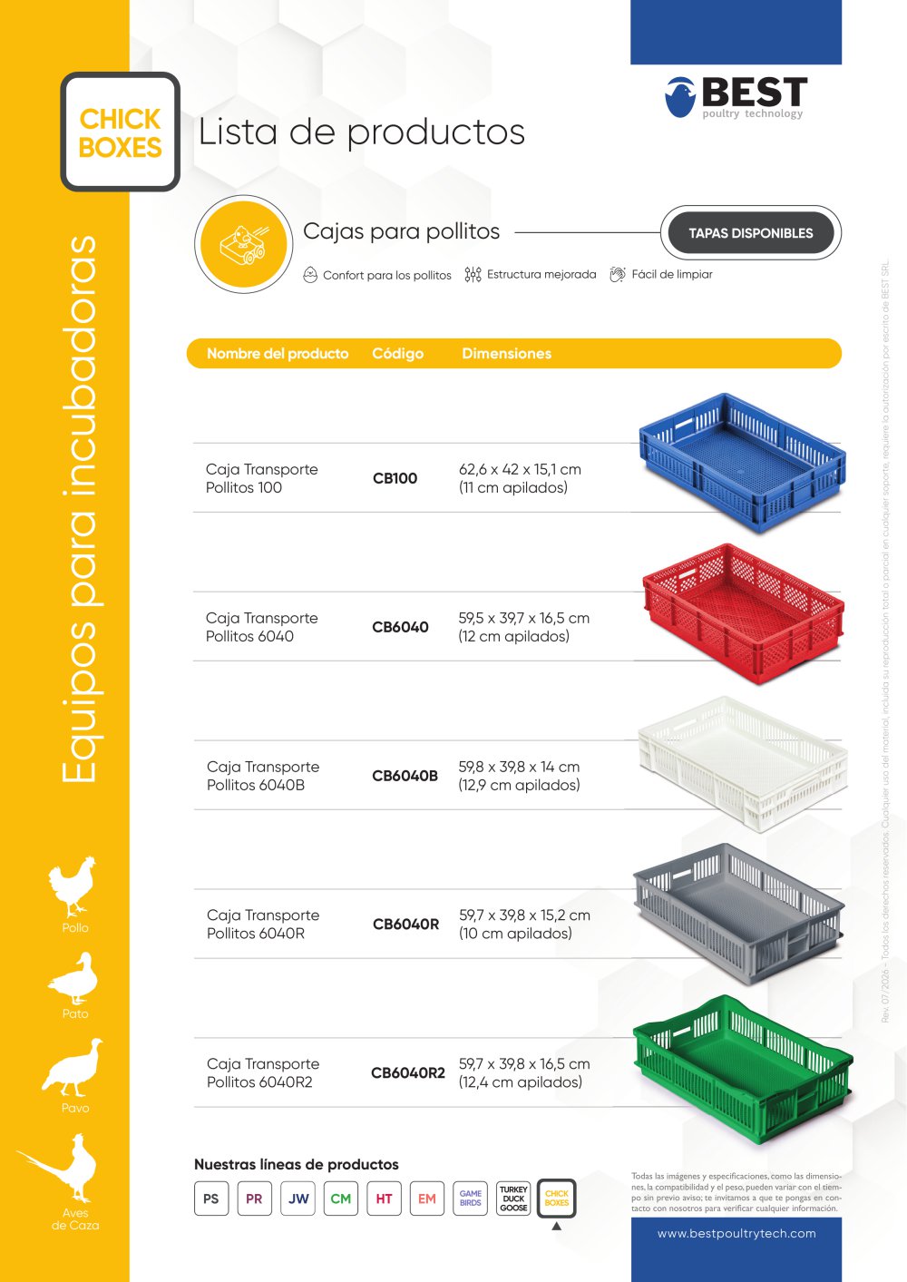 Lista de productos de cajas para pollitos - BEST s.r.l.