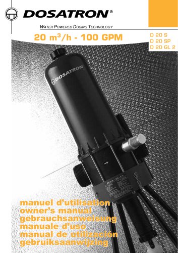 manuel d'utilisation 20 m3/h - 100 GPM