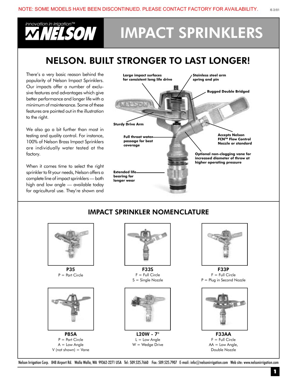 Impact Sprinkler Performance - Nelson Irrigation Corporation