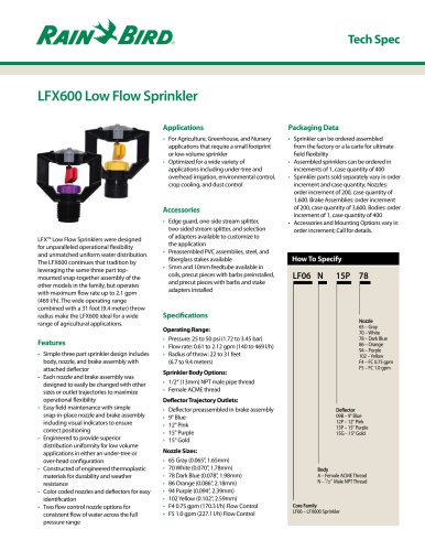 LFX600 Low Flow Sprinkler