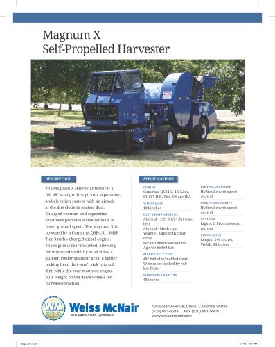 Magnum X Self Propelled Harvester Specifications