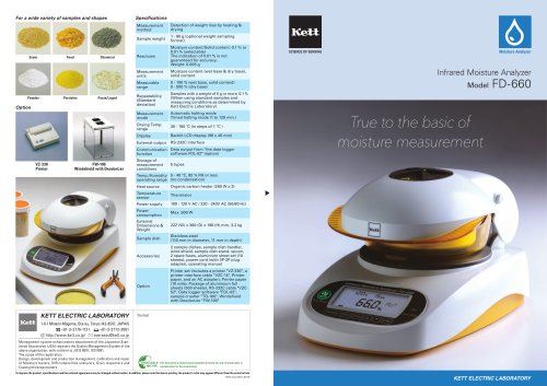 Infrared Moisture Analyzer Model FD-660