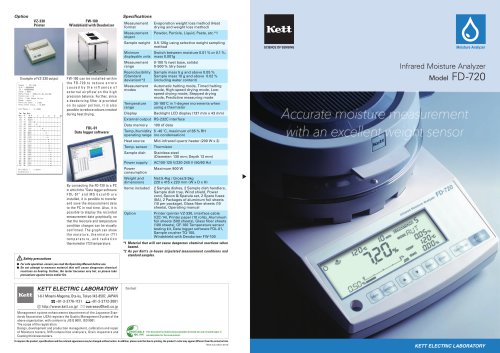 Infrared Moisture Analyzer Model FD-720