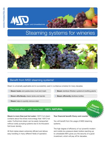 Steaming systems for wineries