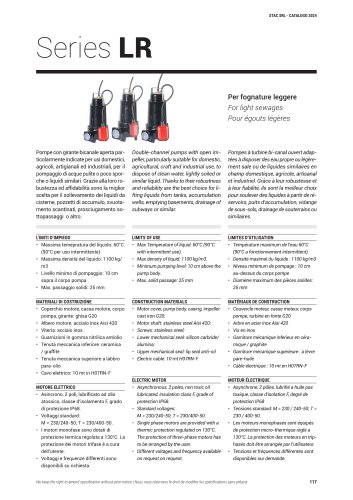 Pompe sommergibili per fognature leggere serie LR