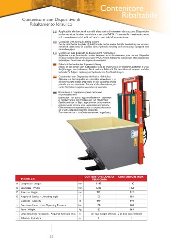 Container with hydraulic tilting system