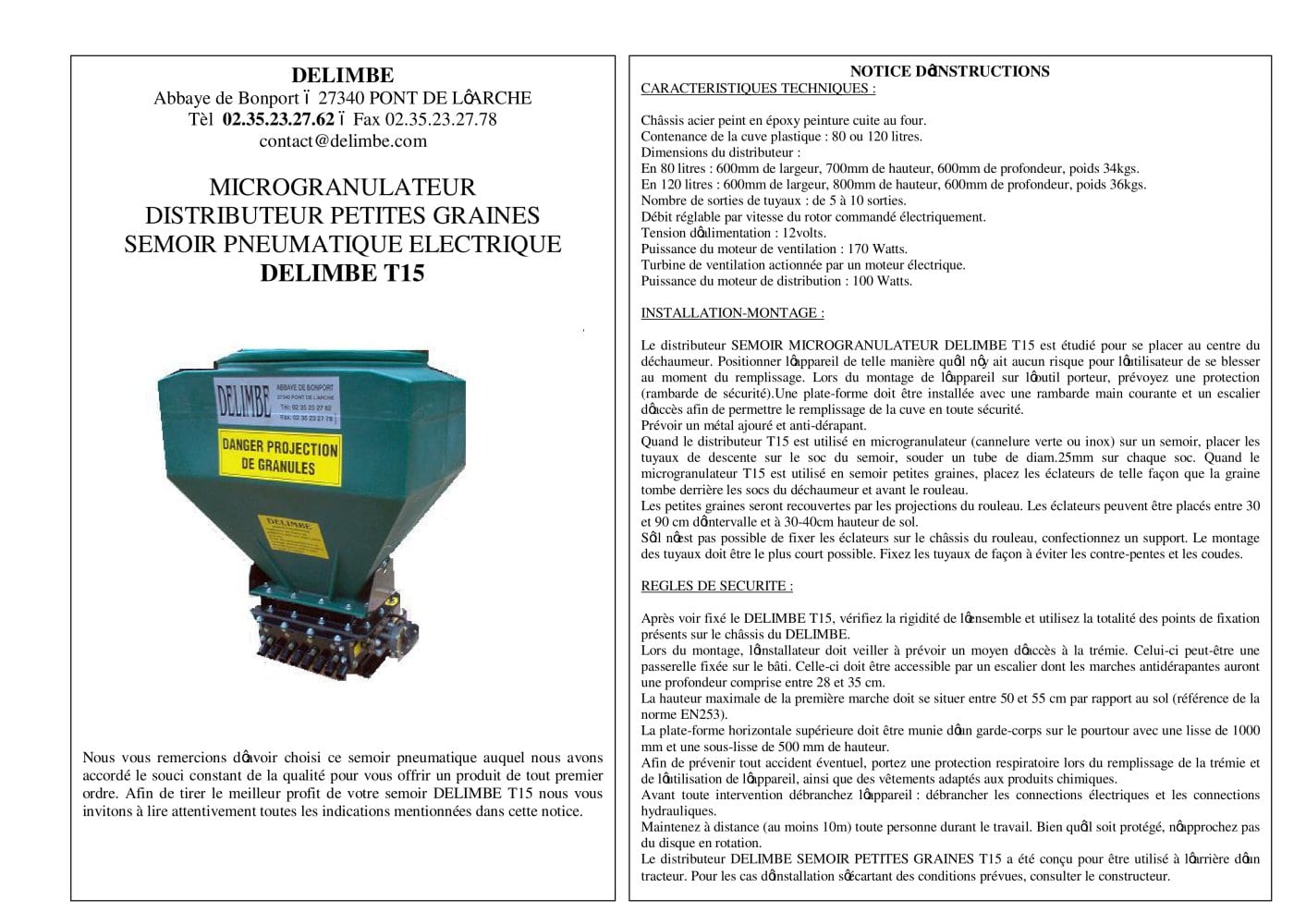T15 notice technique - Delimbe