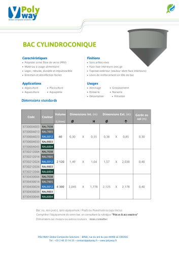 BAC CYLINDROCONIQUE