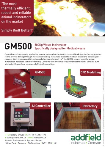 Addfield GM500 Medical Waste Incinerator Datasheet GA PLC