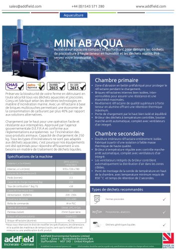 Incinérateur de déchets pour poisson - Mini AB AQUA - Addfield  Environmental Systems