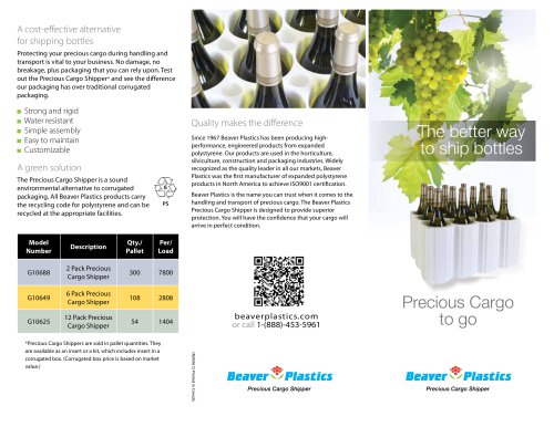 The Beaver Plastics Precious Cargo brochure.