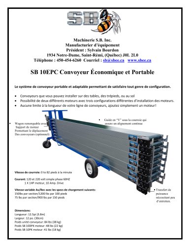 SB 10EPC Convoyeur &eacute;conomique portable