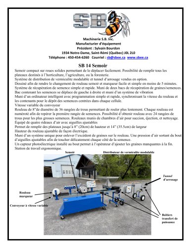 SB 14 Semoir de plateaux