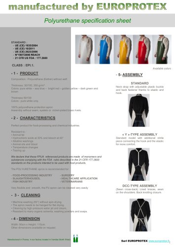 Polyurethane specification sheet